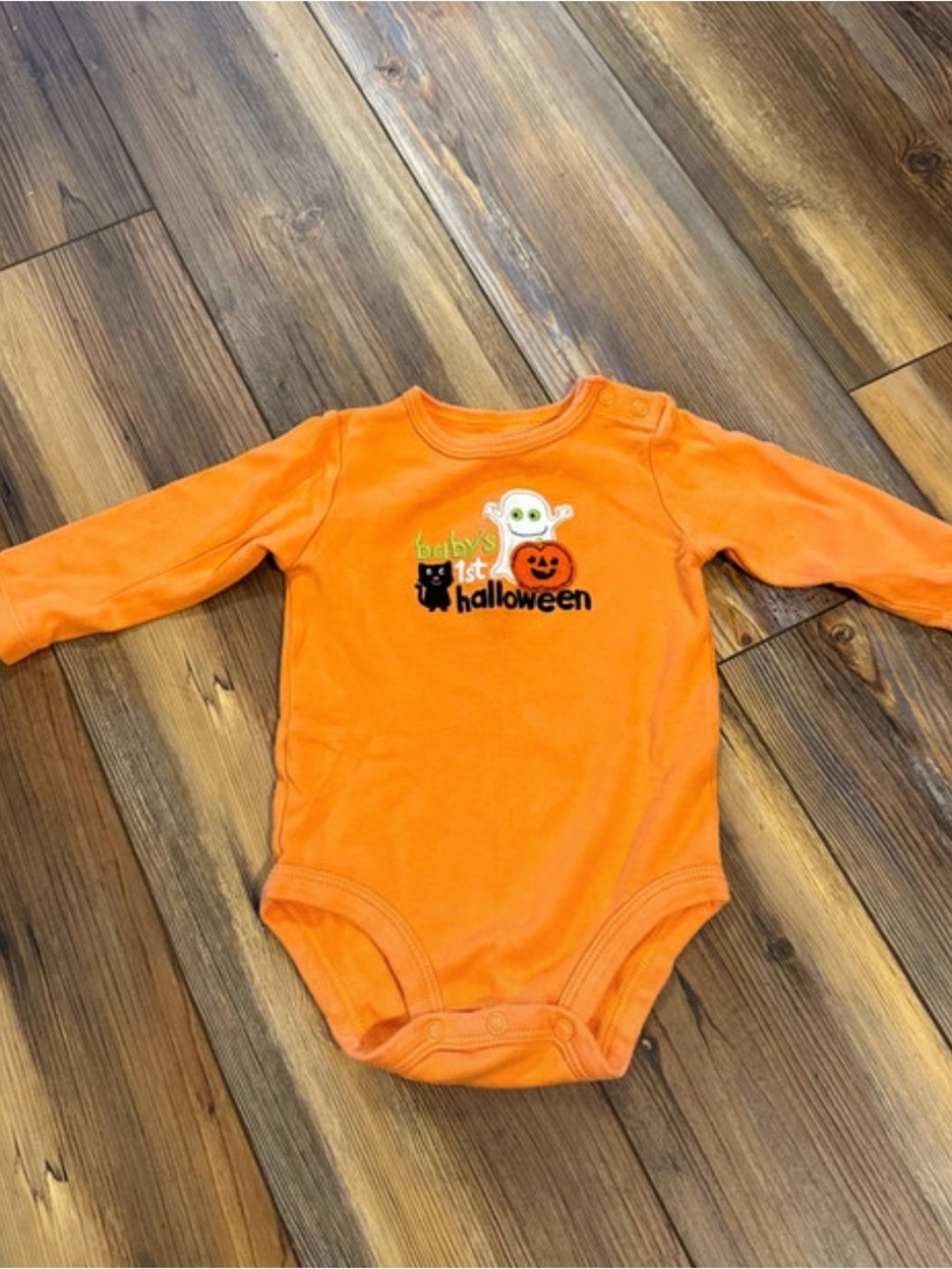 6 month Baby's 1st Halloween Orange Long-Sleeve One-Piece Bodysuit